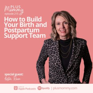Kristen Revere guest on Plus Mommy Podcast with pink background