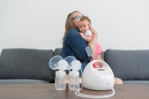 Mom and Baby and Breast Pump
