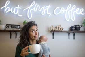 New mom holding baby